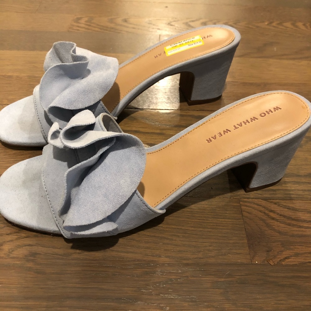 Who What Wear Blue Ruffle Block Heel